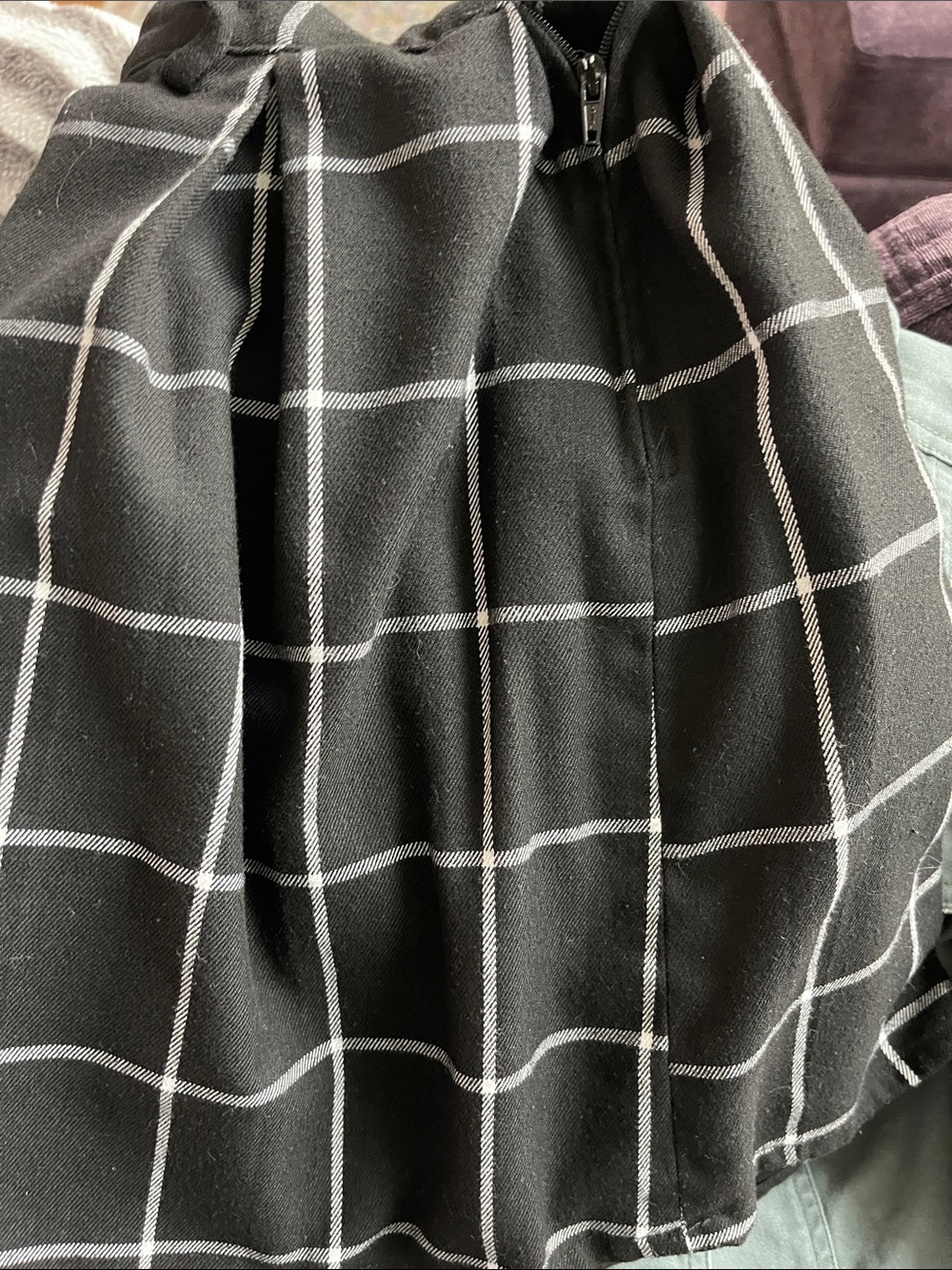 Hot Topic Black Windowpane Pleated Skater Skirt - Picture 3 of 3
